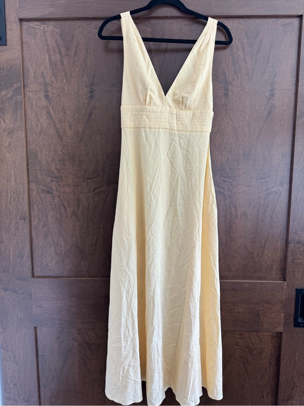 MINKPINK KAIA BUTTER YELLOW LINEN BLEND MAXI DRESS NWOT XS